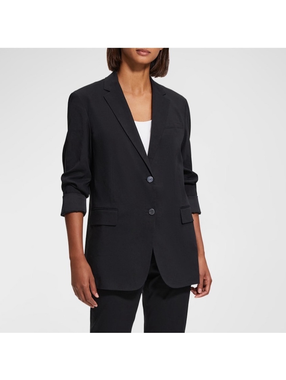 NWT Theory Rolled-Sleeve Boyfriend Jacket in Black Size 16 New w/Tag Retail $475